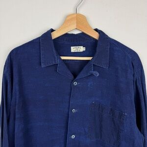 Natural Indigo Camp-Collar Shirt from House of Land - Hand dyed in Kano, Nigeria